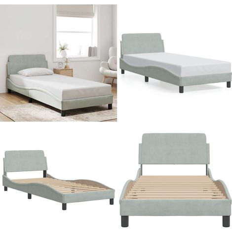 Bettgestell ohne Matratze Hellgrau 80x200 cm Samt - Samtbett - Bettesrahmen - Doppelbett - Boxspringbetten - Himmelbett - Home & Living (1/5)
