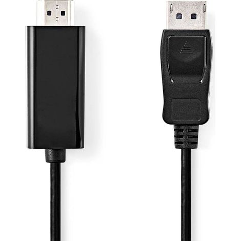 Cable displayport displayport macho conector hdmi 4k30hz niquelado 200 metros redondo pvc negro caja