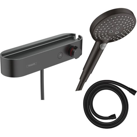 Set de ducha termostática HANSGROHE ShowerTablet Select + Flexo Isiflex + Teleducha Raindance Select S (3 tipos de chorro) – Negro mate (1/4)