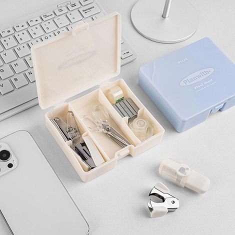 Ensemble de fournitures de bureau 8 pièces - agrafeuse portable - travail de bureau pratique et efficace - étudiants (1/5)