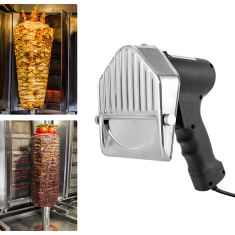 Elektrisches Grillmesser, um 120 Grad schwenkbar, mit einer Klinge von 4,7 Zoll Durchmesser, zum Schneiden von Scheiben mit einer Dicke von 0 bis 10 Millimetern, aus rostfreiem Stahl. (1/5)