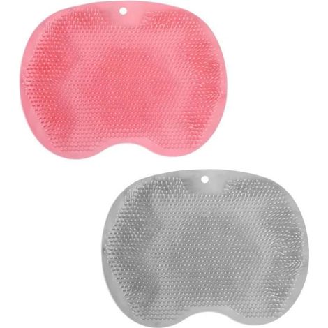 Ensemble de 2 tapis de douche exfoliants pour le dos, tapis de bain exfoliants muraux, ventouses antidérapantes, brosse (1/4)