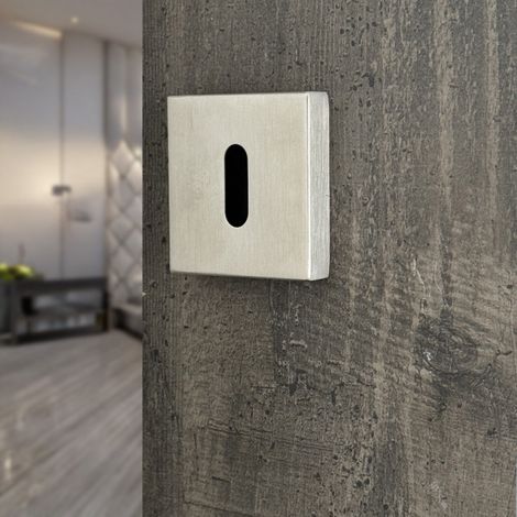 Ouvre&Déco – 2 rosaces de poignée de porte carrées Mies entrée de clé, Inox gris (1/5)