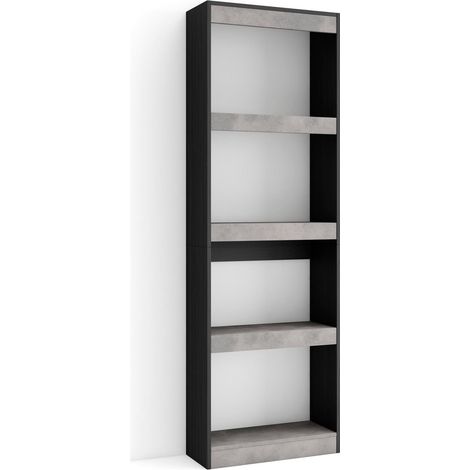 Skraut Home - Librería estantería, Estanteria libros de pared, 60x186x25cm, Salón - Comedor - Oficina, Con Almacenaje, Estilo Moderno, Gris Cemento (1/5)