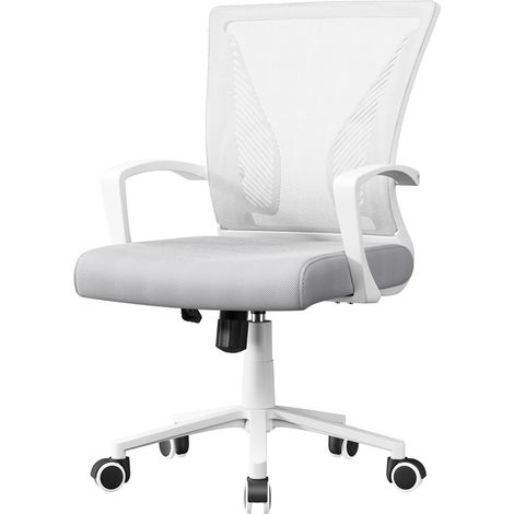 Homevive Silla de Oficina Ergonómica de Malla Silla de Escritorio Giratoria 360° con Altura Ajustable Soporte Lumbar Gris Claro