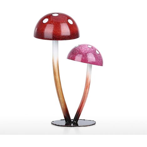 Tooarts Bunte Pilze Ornament Cartoon Pilz Innen- und Außendekoration Blumentopf Deko F-Rot