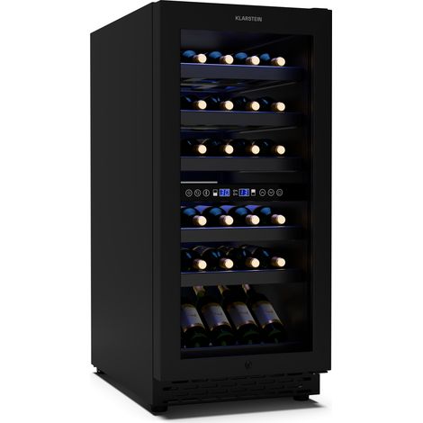 Klarstein Vinovilla 30 Duo refrigerador de vino  2 zonas de enfriamiento  30 botellas  estantes de madera  5-18 °C