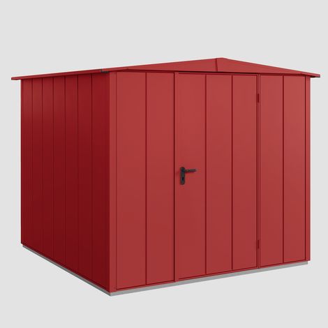 Hörmann Ecostar Metall-Gerätehaus Elegant mit Satteldach Typ 2, 259 x 248 cm, purpurrot, 5,7 m², 1-flüglige Tür
