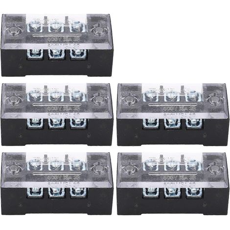 Barrière de câblage double rangée haute intensité, bornier à vis M3 avec couvercle, 15A 600V, lot de 5 pièces (1/5)