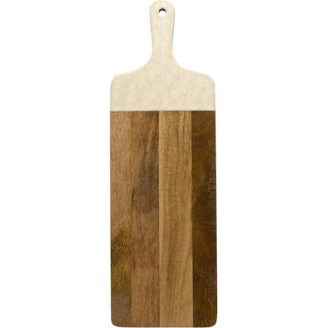 Planche en bois de manguier avec manche texturé nid d'abeille beige (L58cm)