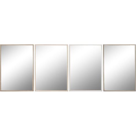 Specchio da parete Home ESPRIT Bianco Marrone Beige Grigio Cristallo polistirene 63,3 x 2,6 x 89,6 cm (4 Unità) (1/5)