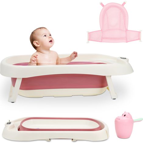 SWANEW Vasca da bagno pieghevole per bambini 83cm vasca da bagno antiscivolo per bambini, rosa (1/5)