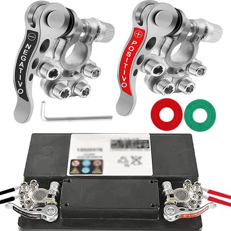 Raccord Batterie - 2 Pièces Cosses Positives et Négatives - 12 V - Pour Motocyclettes Camions Bateaux et Camping-cars - Avec 1 Paire de Joints de Protection (1/5)