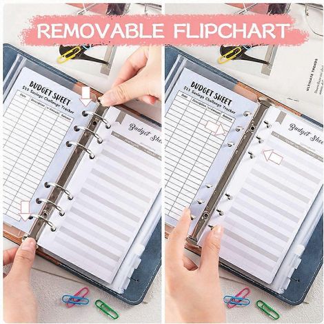 100 Umschläge Spar-Herausforderung Budgetordner PU-Leder-Einband mit Bargeldumschlag PVC-Tasche Zi