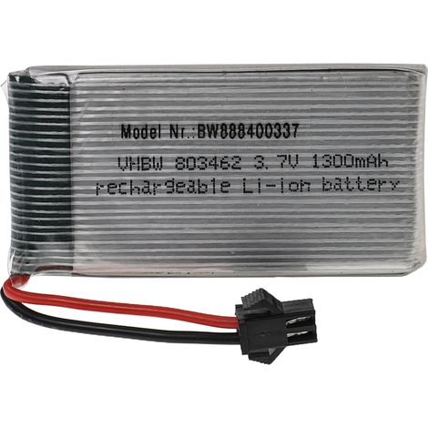 vhbw Batería compatible con SM-2P clavija (m) para modelismo (1300mAh, 3,7V, Li-poli, 67 x 34 x 9mm)