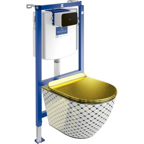 VILLEROY&BOCH WC Set mit Vorwandelement, Wand-WC und Spülknopf (1/5)