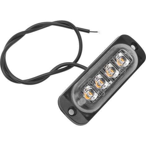Feu de signalisation latéral 12V 4LED, jaune haute luminosité, étanche IPX-4, convient aux voitures, motos et camions. (1/5)