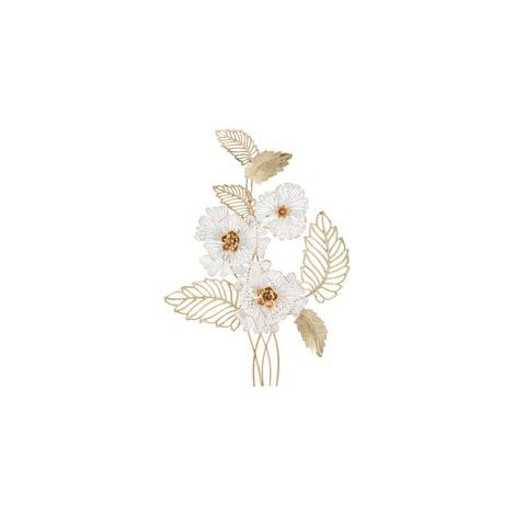Mauro Ferretti Décoration murale fleurs feuilles 54x73.7 cm blanc (1/5)