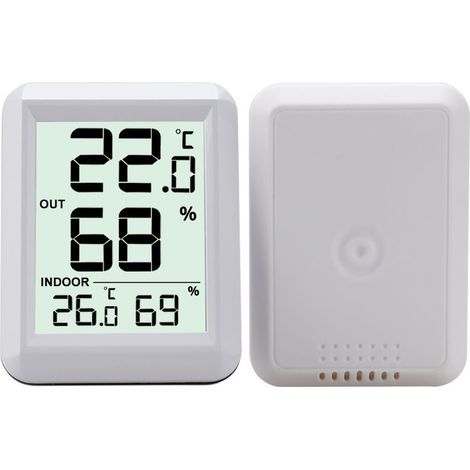 Thermomètre Intérieur et Extérieur, Thermomètre Connecté avec Capteur Extérieure sans Fil, Thermomètre Hygrometre Numérique avec Grand Ecran LCD, Commutateur ℃/℉, pour Bureau, Maison, Chambre,67 (1/5)