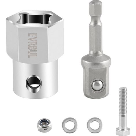 Cric de remorque amélioré en acier inoxydable avec poignée à manivelle adaptateur de perceuse sans fil avec un embout adaptateur de clé à douille 1/2" (1/5)
