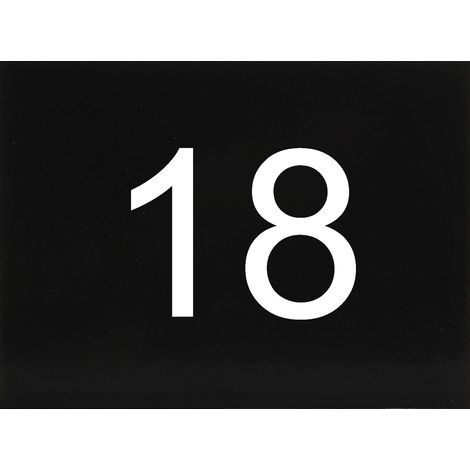 Nummernschild selbstklebend, 40 x 30 mm, Type 18, Kunststoff schwarz glänzend