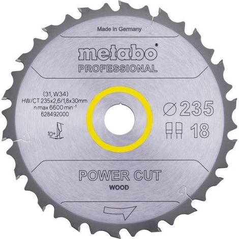Lame de scie « power cut wood - professional », 235x2,6/1,8x30, Z18 FZ/FA 10° (628492000) (1/2)