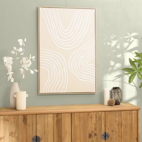 HOMER - Décoration murale 83x123cm lignes abstraites, cadre naturel (1/5)