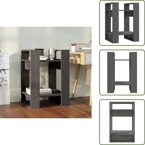 Armadio laterale - vidaXL Libreria/Divisorio Grigio 41x35x57 cm in Legno Massello di Pino - Libreria grigia