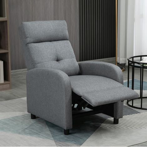 Fauteuil relax inclinable 67x87x98 cm polyester gris avec repose-pieds, jusqu'à 150 kg - CHICFURN (1/5)