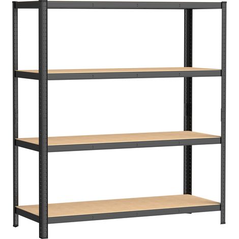 Wiltec Scaffale per carichi pesanti Nero 160x60x180cm Sistema a incastro 4 ripiani 175kg/piano (1/5)