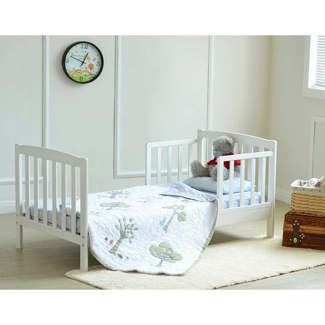 MCC White Solid Wooden Junior Toddler Kids Bed with Foam Mattress Montana (1/5)