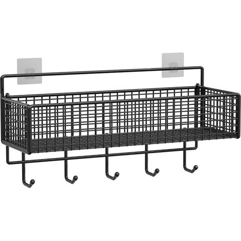 Panier De Rangement En Fil Métallique - Pour Salle De Bain Cuisine Armoire Étagère Placard Lavanderie Garage - 36x15x13 cm - Noir - 1 Pièce (1/4)
