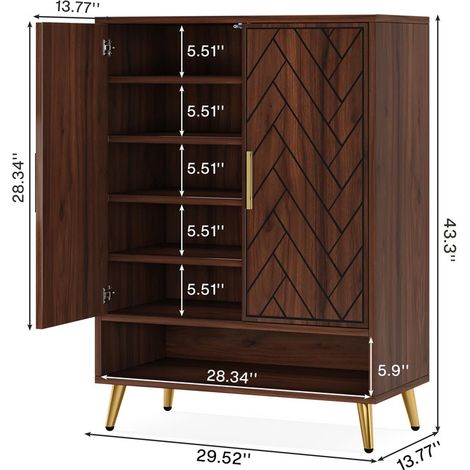 Space-Saving Wooden Shoe Cabinet with 2 Doors, 25 Pairs Capacity, 75×37×110cm for Entryway & Living Room