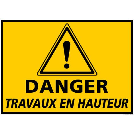 Panneau DANGER TRAVAUX EN HAUTEUR (C1343) - Adhésif - 150 x 210 mm