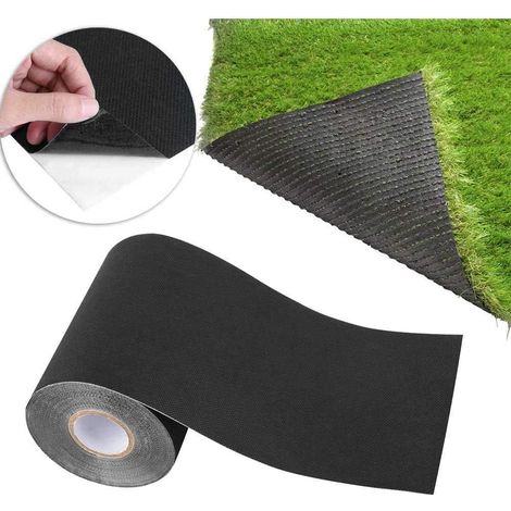 Tapis adhésif d'herbe de jardin en bande de gazon artificiel et tapis haute densité faux 150mm 10m (noir) (1/5)