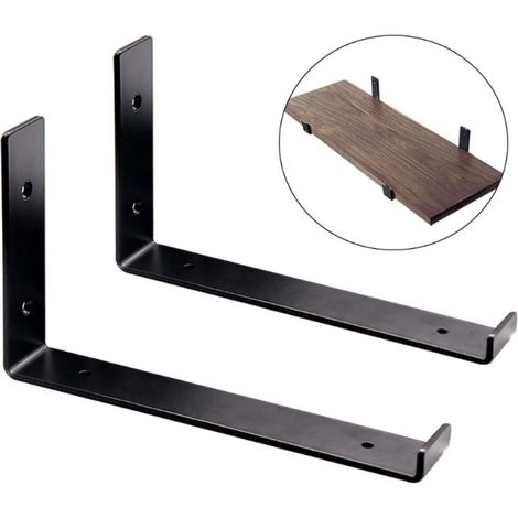 Fixations robustes pour étagères flottantes, supports d'étagères en métal noir de haute qualité pour une installation facile, protection contre la corrosion et la rouille. (1/5)