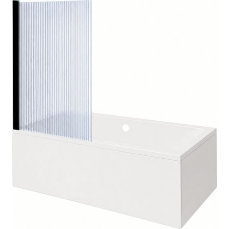 Baignoire rectangulaire VitrA Neon 180x80cm + Pare bain gauche AURYS Raywall noir mat profilé gauche
