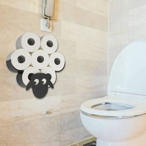Porte Rouleau Mouton IntéRessant Original Porte Papier Toilette Black Metal Mural Rangement Papier Toilette[32] (1/3)