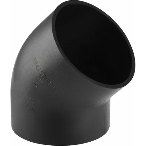 Codo de PEHD 40/45, negro (alcantarillado de HDPE) (1/2)