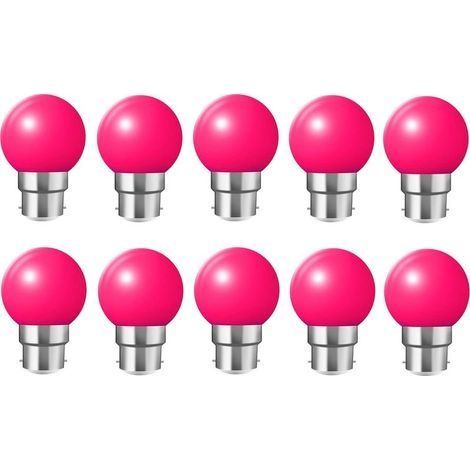 10X B22 Ampoule rose 1W Ampoule Couleur Économie d'énergie Couleur à LED 200LM Adapté aux Décoration AC 220V-240V rose (1/4)