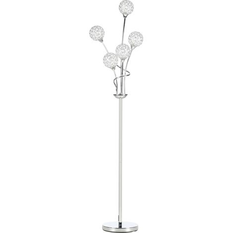 Crystal Floor Lamps for Living Room Bedroom with 5 Light, Modern Upright Standing Lamp, 34x25x156cm, Silver (1/4)