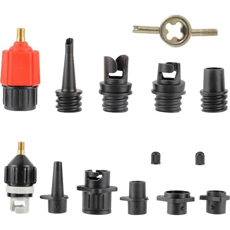 Adaptateur de Pompe Sup Gonflable, Adaptateur de Valve Sup avec 9 Buses, Adaptateur de Pompe air pour Planches pagaie, canoës, Bateaux gonflables, Kayaks, Lits gonflables, etc. (1/5)