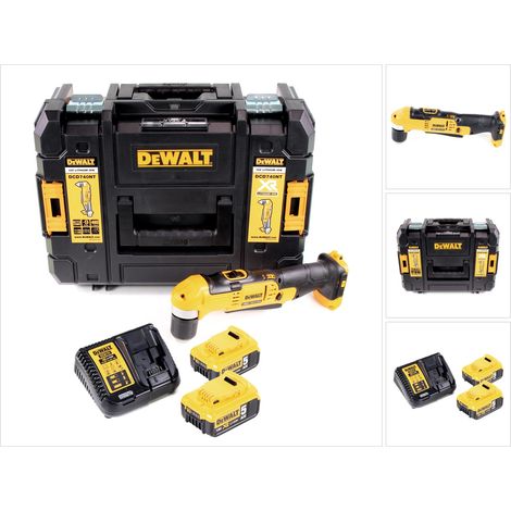 Trapano angolare a batteria Dewalt DCD 740 P2 18 V 33 Nm + 2 batterie da 5,0 Ah + caricabatterie + TSTAK
