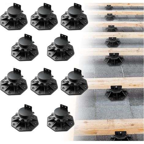 plots réglables en hauteur - 60 à 140 mm - Pieds de terrasse - Supports de sol - Rehausseurs de terrasse - Paliers de support pour lames de terrasse, plaques et planches