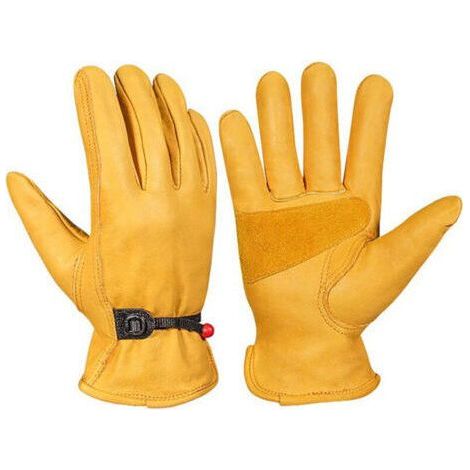 Épaississement Jaune (XL) - Gants de Jardinage pour Hommes/Femmes, Gants de Travail en Cuir de Vachette, Gants de Travail pour Jardin Anti-épines et Anti-Coupures (1/4)