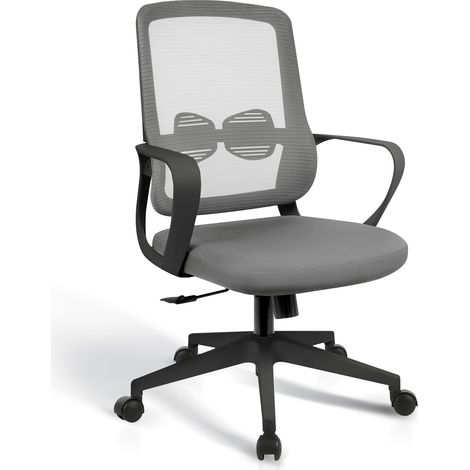 HISPANOHOGAR, chaise de bureau à roulettes, modèle Leah, en tissu gris et structure noir (1/5)