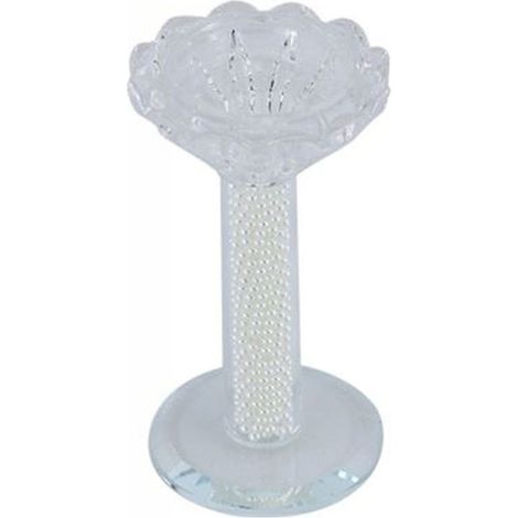 TrAdE Shop Traesio - Porta Candela Vetro Perle Candeliere Idea Regalo Bomboniera Cristallo 11x5.8 Cm - (1/3)