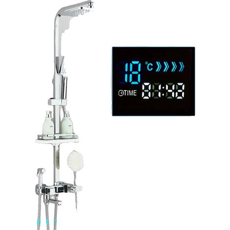 Duscharmatur-Set, selbstthermische Regelung, LED-Temperaturanzeige, Chrom (1/2)