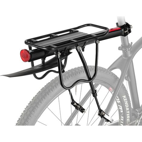 Wolketon Porte-bagage vélo universel en aluminium avec garde-boue et réflecteur – Fixation tige de selle – Noir