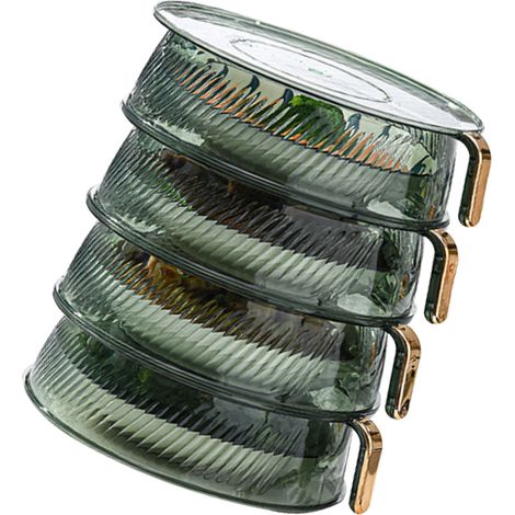 Couvercle alimentaire isotherme transparent vert, empilable, multicouche, anti-poussière, 4 couches, pour la conservation des légumes (1/5)